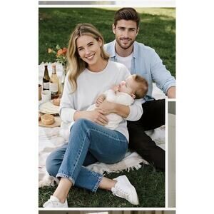 Maternity Long Sleeve Crewneck Breastfeeding Top White Women’s S New